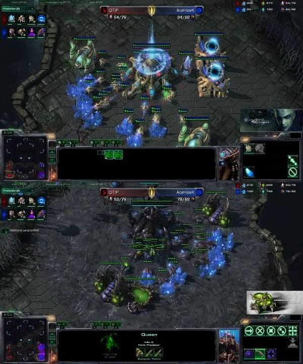 [SC2] acehawk Vs qtip : Views of 2 players Starcraft II :