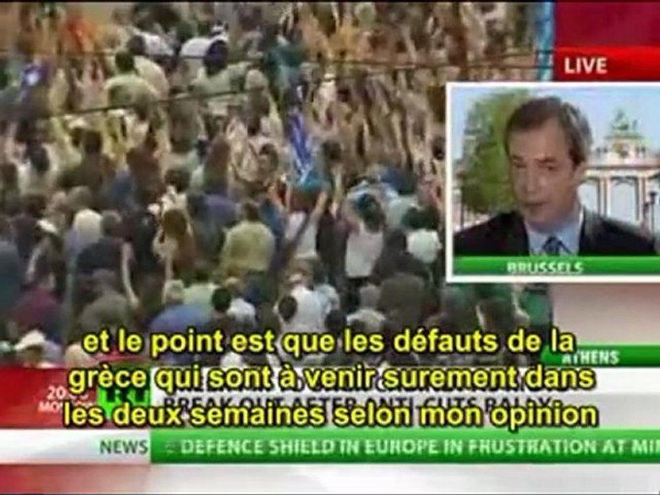 L’Euro-Député Nigel Farage Dénonce les Banques et la complicité des politiciens au pouvoir