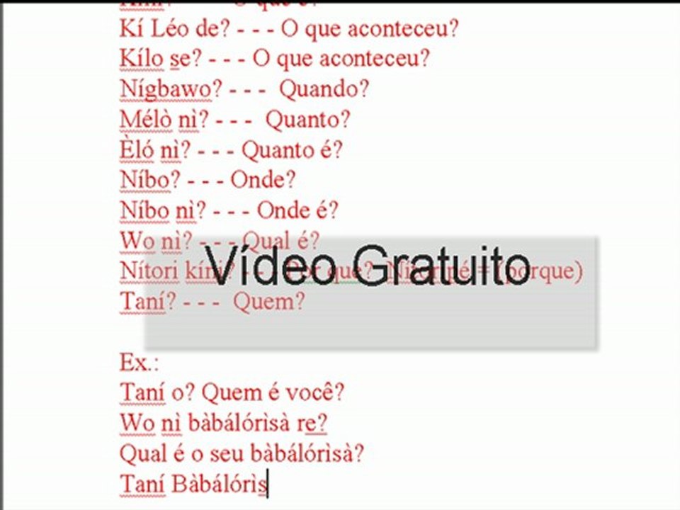 Curso de Yorùbá - Aula 5 (2/3) (Olùkó Vander)