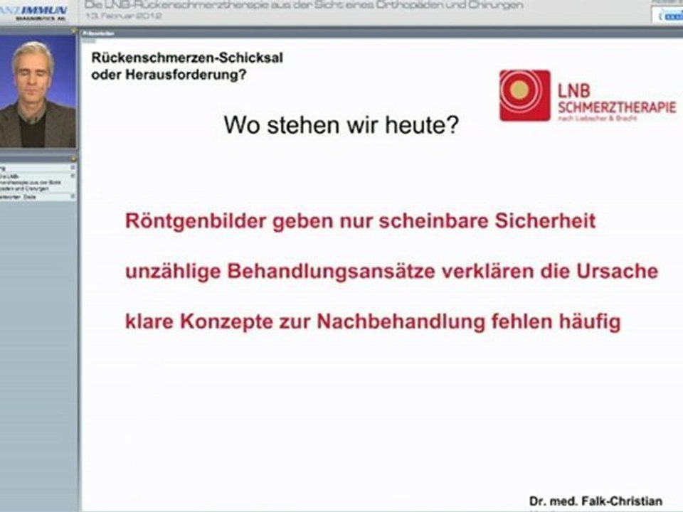 Die LNB Schmerztherapie bei Rückenschmerzen aus der Sicht eines Orthopäden - Teil 1