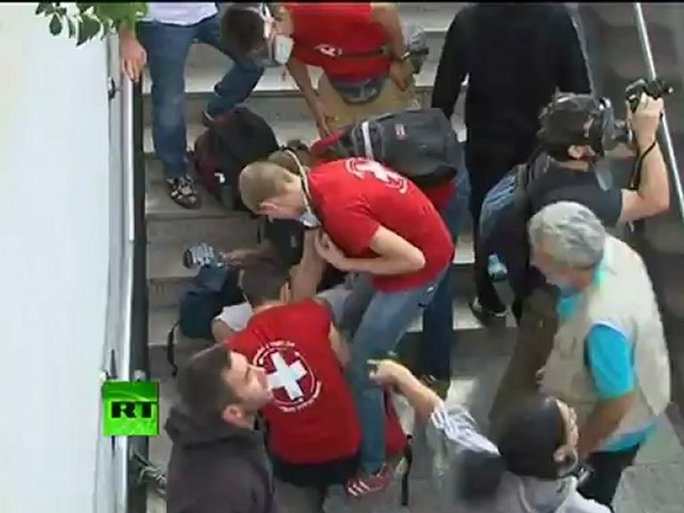 Video: Riot police storm Athens metro during strike demo