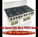 SPECIAL DISCOUNT 48 Pro-Style Dual-Fuel Natural Gas Range with 6 Sealed Ultra High-Low Burners 3.69 cu. ft. Convection Electric Oven Self-Cleaning and Double Sided Grill/Griddle White with Brass