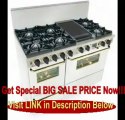 SPECIAL DISCOUNT 48 Pro-Style Dual-Fuel Range with 6 Open Burners Vari-Flame Simmer on Front Burners 3.69 cu. ft. Convection Oven Self-Cleaning and Double Sided Grill/Griddle White with Brass