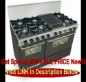 BEST PRICE 48 Pro-Style Dual-Fuel LP Gas Range with 6 Open Burners 3.69 cu. ft. Convection Oven Self-Cleaning and Double Sided Grill/Griddle Black with Brass