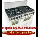 SPECIAL DISCOUNT 48 Pro-Style Dual-Fuel LP Gas Range with 6 Open Burners 3.69 cu. ft. Convection Oven Self-Cleaning and Double Sided Grill/Griddle White with Brass