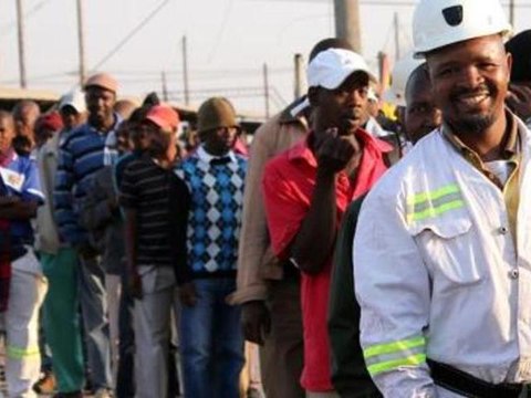South Africa police clash with miners