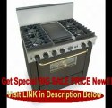 BEST PRICE 36 Pro-Style Dual-Fuel LP Gas Range with 4 Sealed Ultra High-Low Burners 3.69 cu. ft. Convection Oven Self-Cleaning and Double Sided Grill/Griddle Black with Brass
