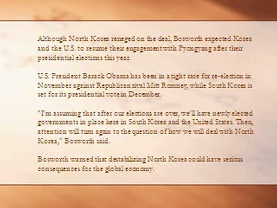 Engaging NK only option to resolve nuclear program