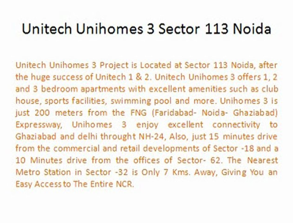 Unihomes 3 Project Sector 113 ?+91 9899303232? Unitech Unihomes 3 _ Unitech Unihomes 3 Price List\\ 9899606065\\ Unitech Unihomes 3 Project is Located at Sector 113 Noida