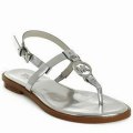 MICHAEL KORS SONDRA SANDAL SILVER METALLIC LEATHER WOMEN SIZE 8 M