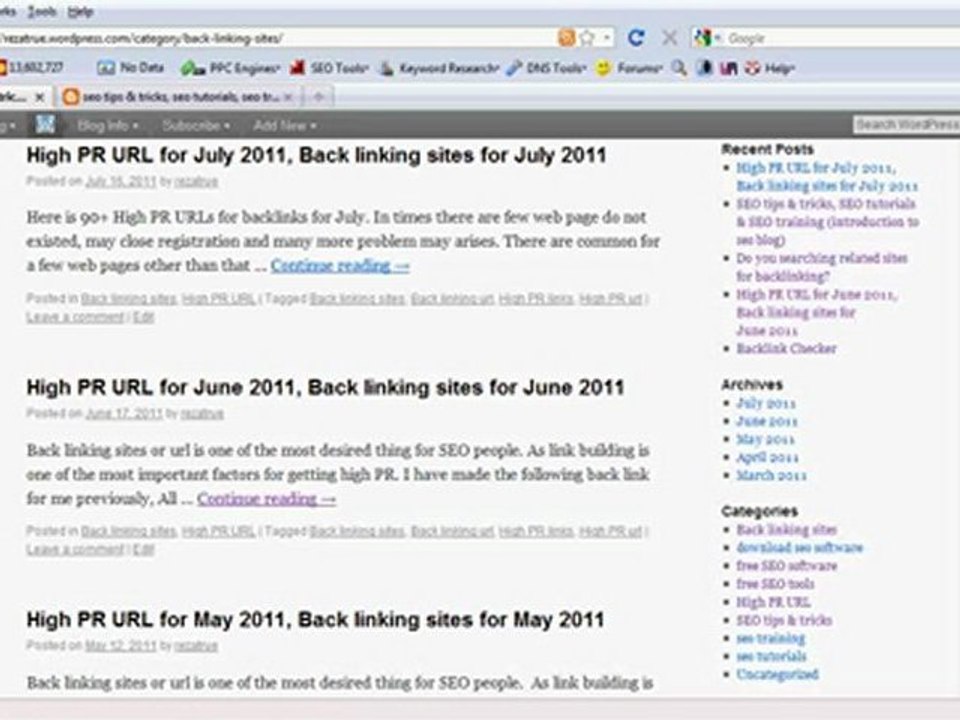 High PR URls for backlink