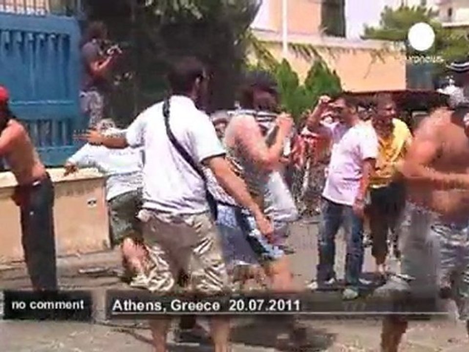 Greek taxi drivers clash with riot police - no comment