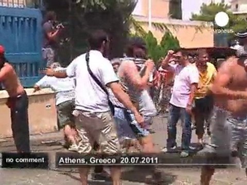 Greek taxi drivers clash with riot police - no comment