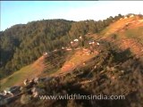 Aerial view of the Himalayan mountains in Himachal Pradesh