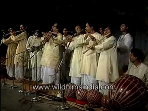 Flautists with bamboo flutes