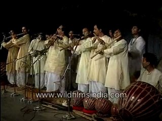 Flautists with bamboo flutes