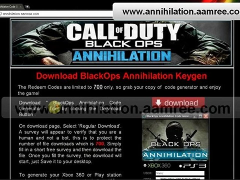 Black Ops Annihilation PS3 Redeem Codes List .