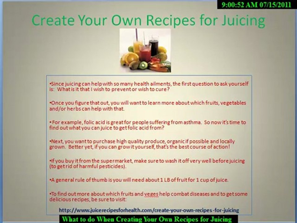 Create Your Own Recipes for Juicing