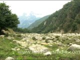 Waterfall and high altitude valley in Garhwal