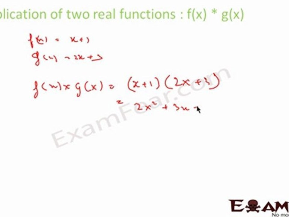 Relation and Functions Part 7 (Algebra of functions and examples) Mathematics CBSE Class X1