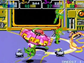 TMNT Turtles in Time Arcade - 4 players Playthrough 5-5