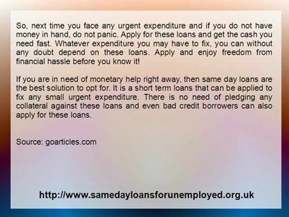 Same day loans