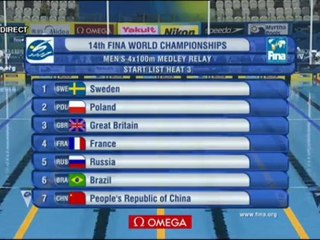 4x100m 4nages (séries) - ChM 2011 natation