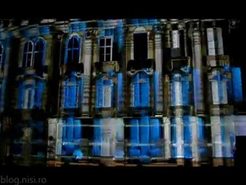 Proiectie 3D pe fata Palatului Baroc din Piata Unirii - Timisoara