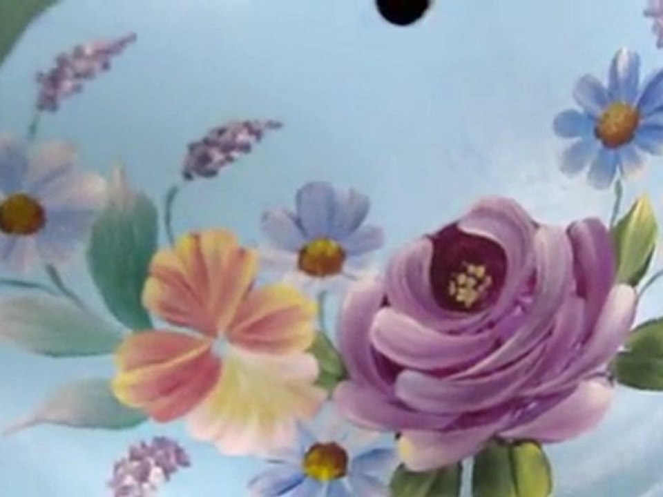 Stroke Rose clock - 3 艾麗斯,薰衣草畫法,簡易大理石技法