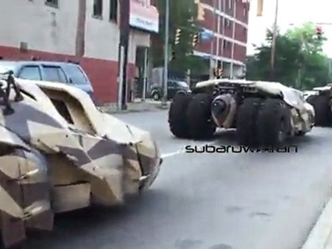 The Dark Knight Rises 3 Tumblers (Batmobile) DRIVING On The Streets!!! -