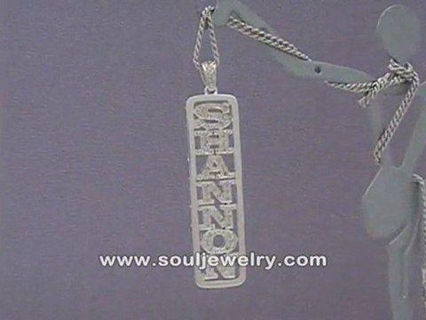 Gold Personalized Vertical Diamond Pendant Name Necklace DN_03