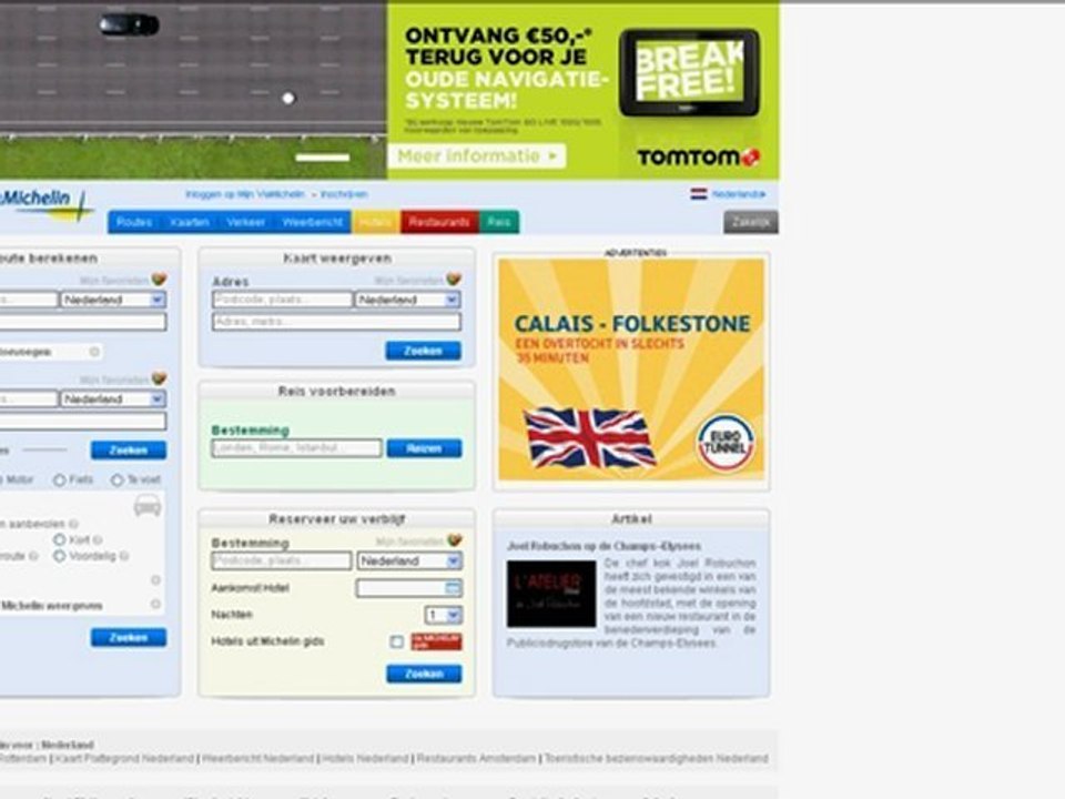 Billboard TomTom op ViaMichelin
