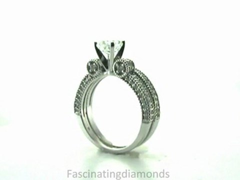 FDENS3132CU Cushion Diamond Petite Bridal Rings Set With Milgrains and the Edges