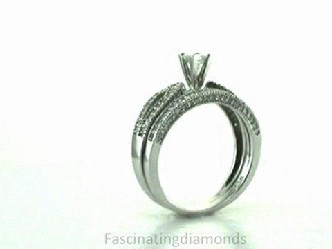 FDENS3130PR Princess Cut Diamond Petite Pave Set Wedding Bridal Rings Set