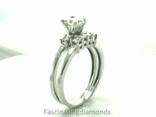 FDENS3107PR  Princess Cut Diamond Three Stone Wedding Rings Set