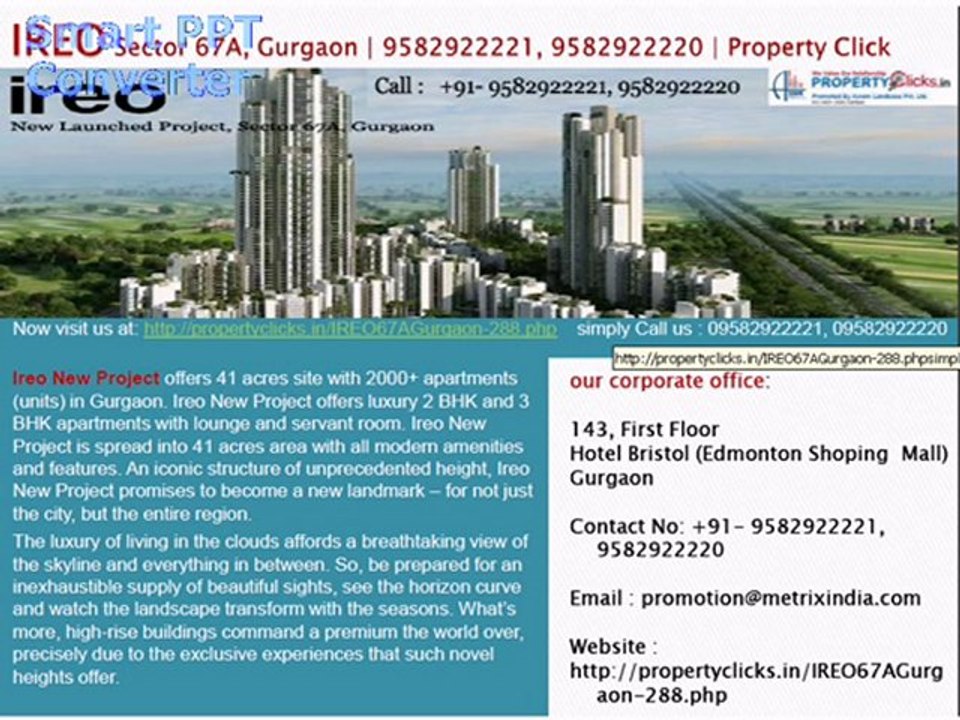 IREO  Sector 67A, Gurgaon | 9582922221, 9582922220 | Property Click