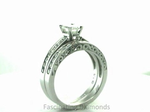 FDENS816EM Emerald Cut Diamond Wedding Rings Set In Channel Setting