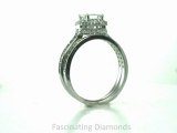 FDENS1697PR Princess Cut Round Diamond Wedding Rings Set Vintage Style Pave Setting