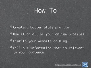 Online Profiles: #21 of 30 Best Ways to Promote Your ...