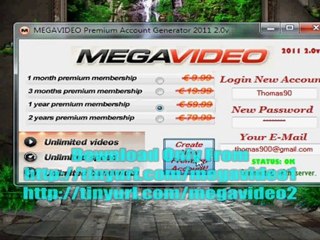 Free MEGAVIDEO Premium Account Generator 2011 2.0v Download