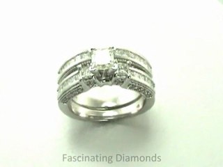 FDENS1187PR  3 Stone Princess Cut Diamond Bridal Rings Set Channel Setting