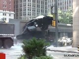 The Dark Knight Rises on set - Batwing Chasing Tumblers 01