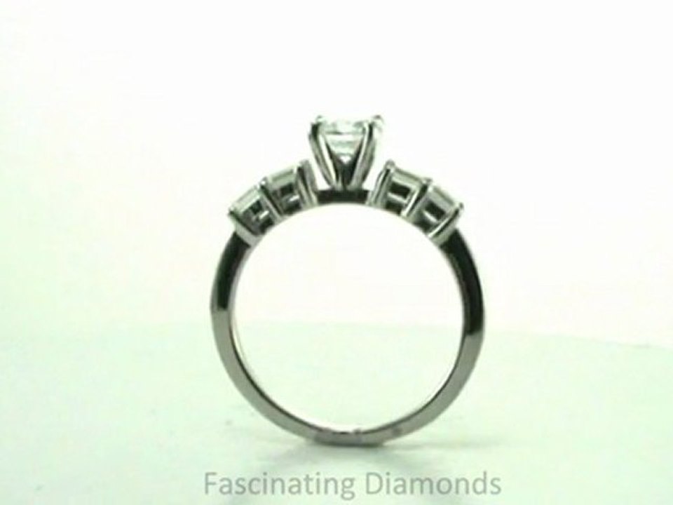 FDENS3076ROR  Round Shape and Baguette Channel Bar Diamond Engagement Bridal Ring