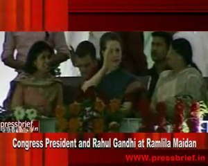 Congress President and Rahul Gandhi at Ramlila maidan 17th october 2010