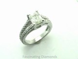 FDE2ROWDOS  Emerald Cut Diamond Engagement Ring With Round Side Stones Pave Set