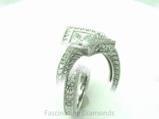FDENS1242PRR  Princess Cut Diamond Legacy Vintage Engagement Ring Engraved With Milgrain