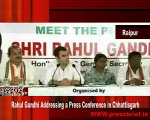 Rahul Gandhi addressing a press conference in Chhattisgarh, 21 08 09