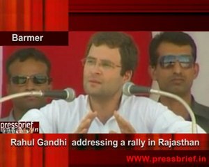 Rahul Gandhi addressing a rally in Rajasthan