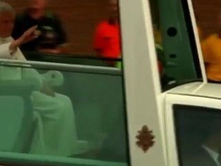 Pope blesses baby before leaving Spain