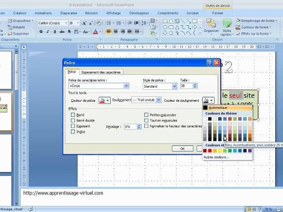 Mise en forme des caractères dans une zone de texte
